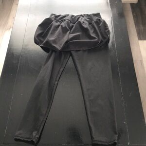 Girls Black Skirted Leggings - Everyday Stretch Leggings with Attached Skirt